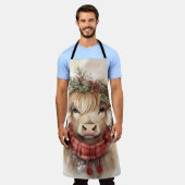 クリスマスハイランド牛 – オールオーバープリントエプロン エプロン (着用した状態)