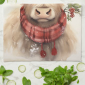 クリスマスハイランド牛 – キッチンタオル (折り畳み)