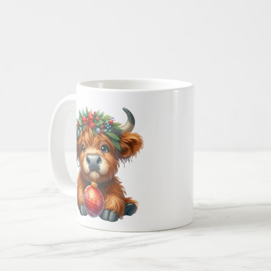 クリスマスハイランド牛 | フェスティバルホリデーコーヒー コーヒーマグカップ (正面左)