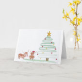 クリスマスハイランド飾の牛の木のボーブル カード (黄色い花)