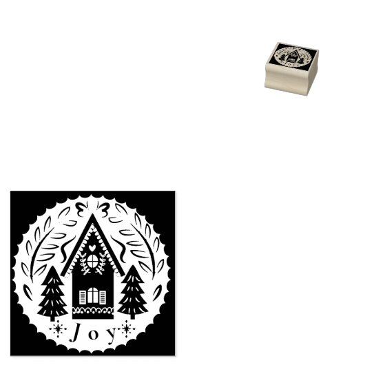クリスマスハウスと木 ラバースタンプ (押印)