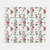 クリスマスハウスウォーターカラーパターン フリースブランケット (正面(横))