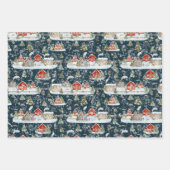 クリスマスハウスウォーターカラーパターン ラッピングペーパーシート (正面3)