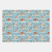 クリスマスハウスウォーターカラーパターン ラッピングペーパーシート (正面2)