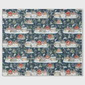 クリスマスハウスウォーターカラーパターン ラッピングペーパー (フラット)