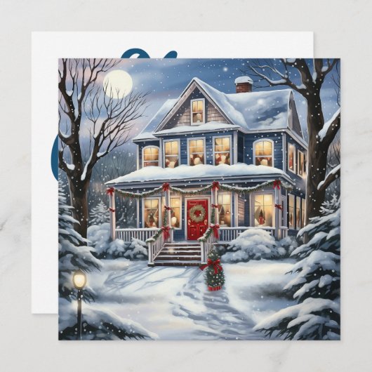 クリスマスハウスグリーティングカード シーズンカード (正面/裏面)
