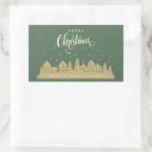 クリスマスハウスグリーンレトロ | エテ実在スカスタム 長方形シール (バッグ)