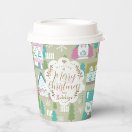 クリスマスハウスグリーン紙カップ 紙コップ