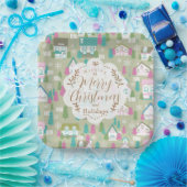 クリスマスハウスグリーン ペーパープレート (パーティー)