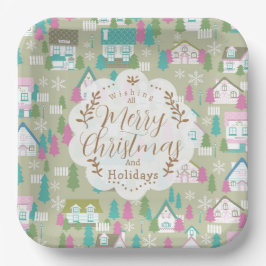 クリスマスハウスグリーン ペーパープレート