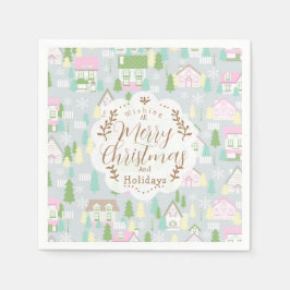 クリスマスハウスグレイ スタンダードカクテルナプキン