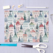 クリスマスハウスシームレスパターン 薄葉紙 (クラフト)