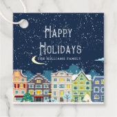 クリスマスハウススニージュハッピーホリデーメッセージカード フェイバータグ (正面)