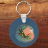 クリスマスハウススノーグローブキーチェーン キーホルダー (正面)