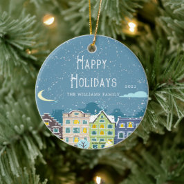 クリスマスハウススノーデイフォトホリデーオーナメント セラミックオーナメント