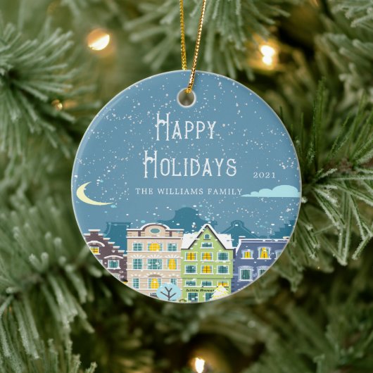 クリスマスハウススノーデイフォトホリデーオーナメント セラミックオーナメント (ツリー)