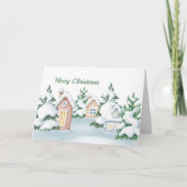 クリスマスハウススノーパインズウォーターカラー シーズンカード (正面)