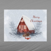 クリスマスハウススノーパインベリーウォーター色 シーズンポストカード