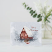 クリスマスハウススノーパインベリーウォーター色 シーズンポストカード (スタンド正面)