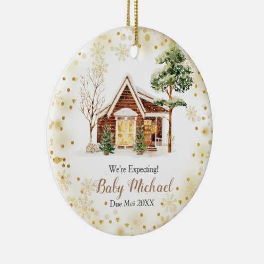 クリスマスハウスデコール私たちは両親を期待 セラミックオーナメント (右)