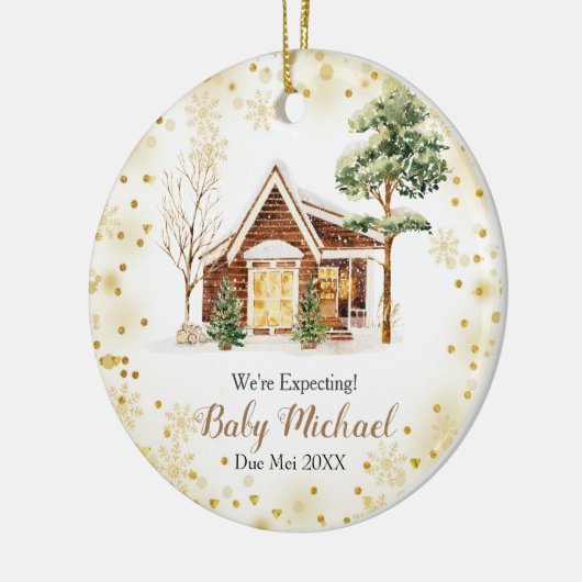 クリスマスハウスデコール私たちは両親を期待 セラミックオーナメント (左)