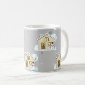 クリスマスハウスパターン – 灰色の背景 コーヒーマグカップ (正面右)