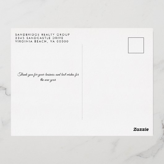 クリスマスハウスビジネスフォイルホリデークリスマス 箔シーズンポストカード (裏面)