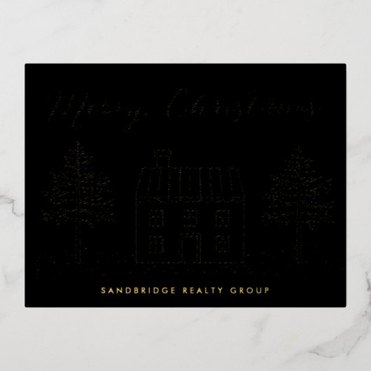 クリスマスハウスビジネスフォイルホリデークリスマス 箔シーズンポストカード (正面)