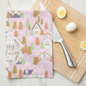 クリスマスハウスピンク キッチンタオル (四つ折り)