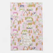 クリスマスハウスピンク キッチンタオル (縦)
