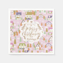 クリスマスハウスピンク スタンダードカクテルナプキン