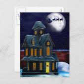 クリスマスハウスホリデーフォークアートギフトカード シーズンポストカード (正面/裏面)