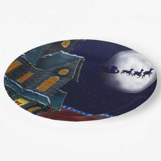 クリスマスハウスホリデーフォークアートBULKプレート ペーパープレート (アングル)