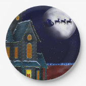 クリスマスハウスホリデーフォークアートBULKプレート ペーパープレート (正面)