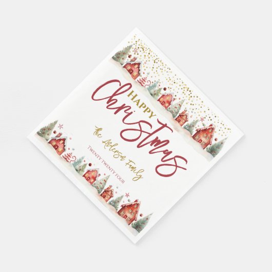 クリスマスハウス通りシーン スタンダードランチョンナプキン (角)