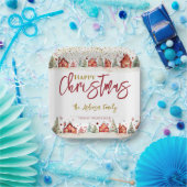 クリスマスハウス通りシーン ペーパープレート (パーティー)