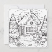 クリスマスハウス雪だるまキッズカラーリングクリスマス シーズンカード (正面)