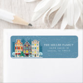 クリスマスハウス雪の日の休日差出人住所 ラベル (インサイチュ)