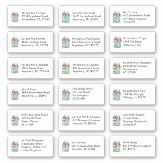 クリスマスハウス18個人名住所 シール (正面)