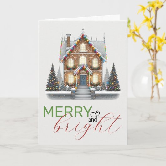 クリスマスハウス カード (黄色い花)