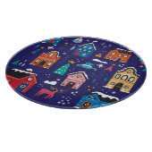 クリスマスハウス:フラットヴィンテージイラストレーション。 カッティングボード (角)