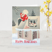 クリスマスハウリデイズサンタウィズキツネテリア カード (黄色い花)