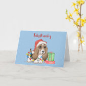 クリスマスハウンドッグもつれた光 カード (黄色い花)