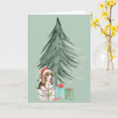 クリスマスハウンド犬 カード (黄色い花)