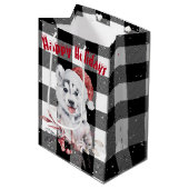 クリスマスハスキーオンバッファロープレイド中抱き枕 ミディアムペーパーバッグ (正面アングル)