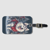 クリスマスハスキードッグ魔法クリスマスホリデースピリット ラゲッジタグ (正面横)