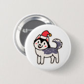 クリスマスハスキー犬の恋人マラミート 缶バッジ (正面&裏面)