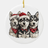クリスマスハスキー犬 セラミックオーナメント (裏面)