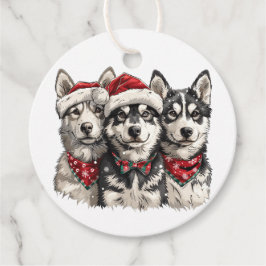 クリスマスハスキー犬 フェイバータグ