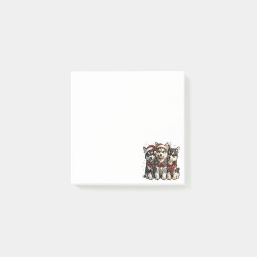 クリスマスハスキー犬 ポストイット (正面)